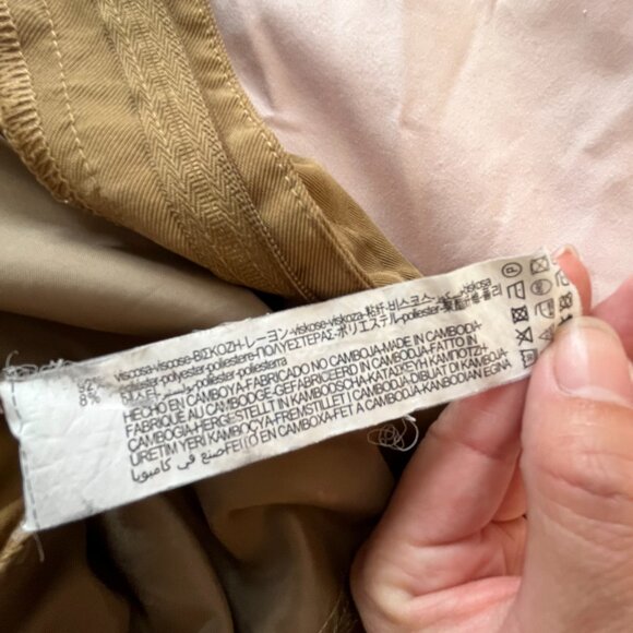 ZARA XS High Rise Mustard/Brown Viscose Linen Wide Leg Trousers With Pockets - Picture 7 of 16